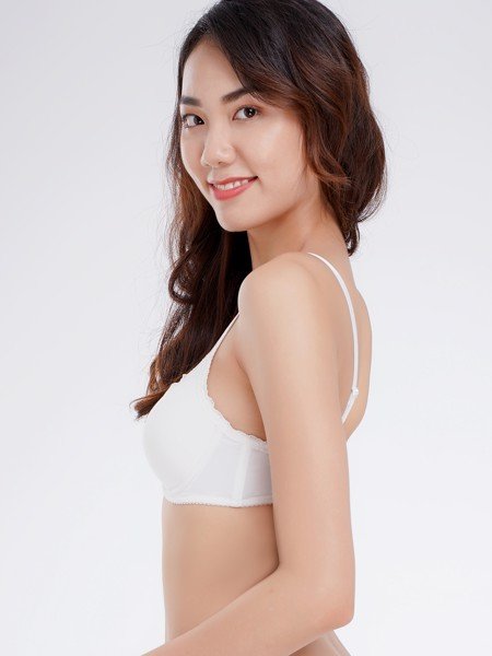 Áo ngực Misaki mút dày cúp trơn viền ren đơn giản nữ tính - 7105